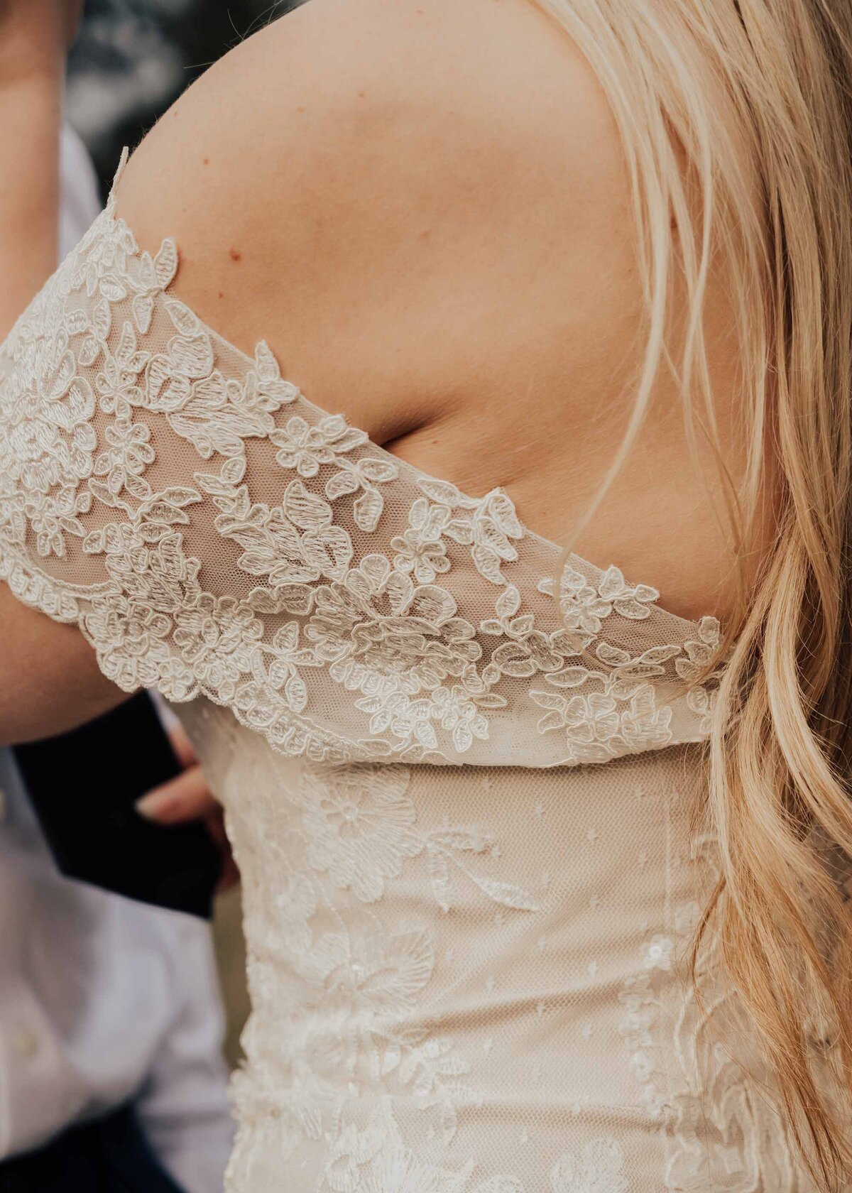 Maddie Rae Photography up close detail shot of the lace strap of her dress