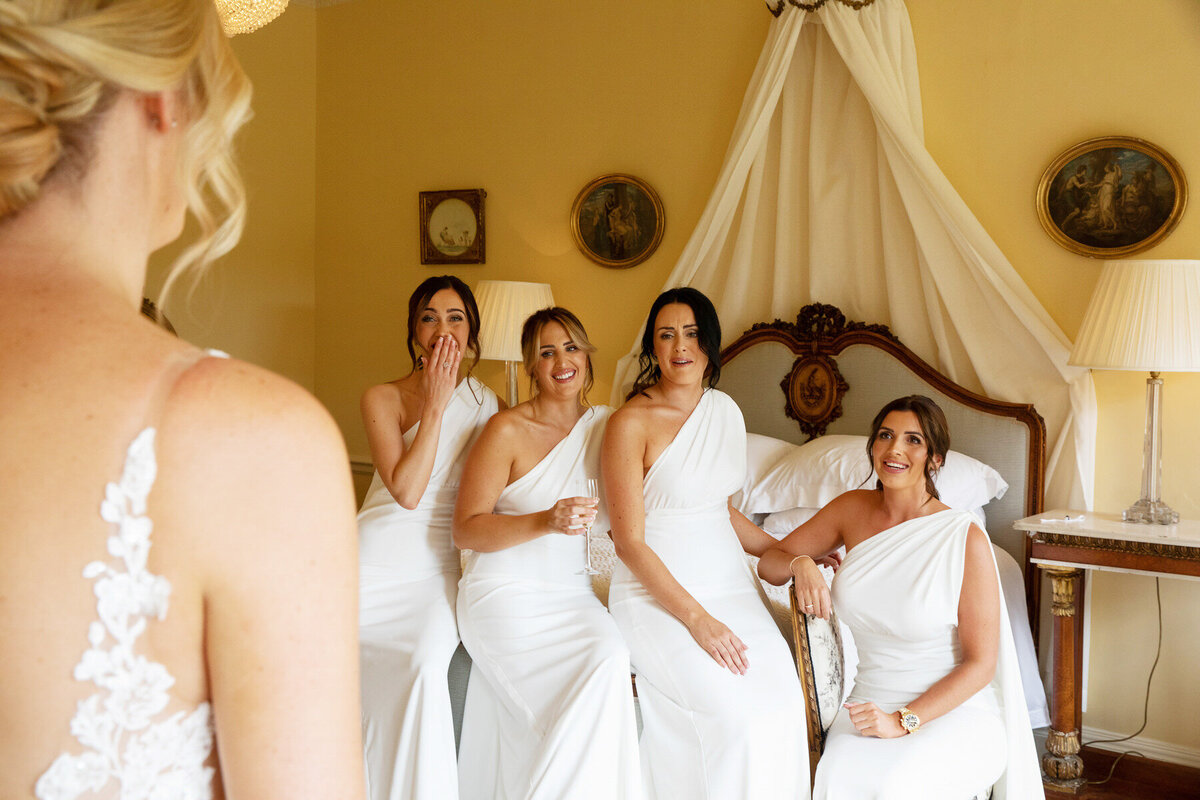 Bride's first look with bridal party