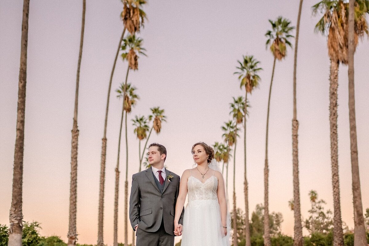 Bride and Groom with Palm Trees