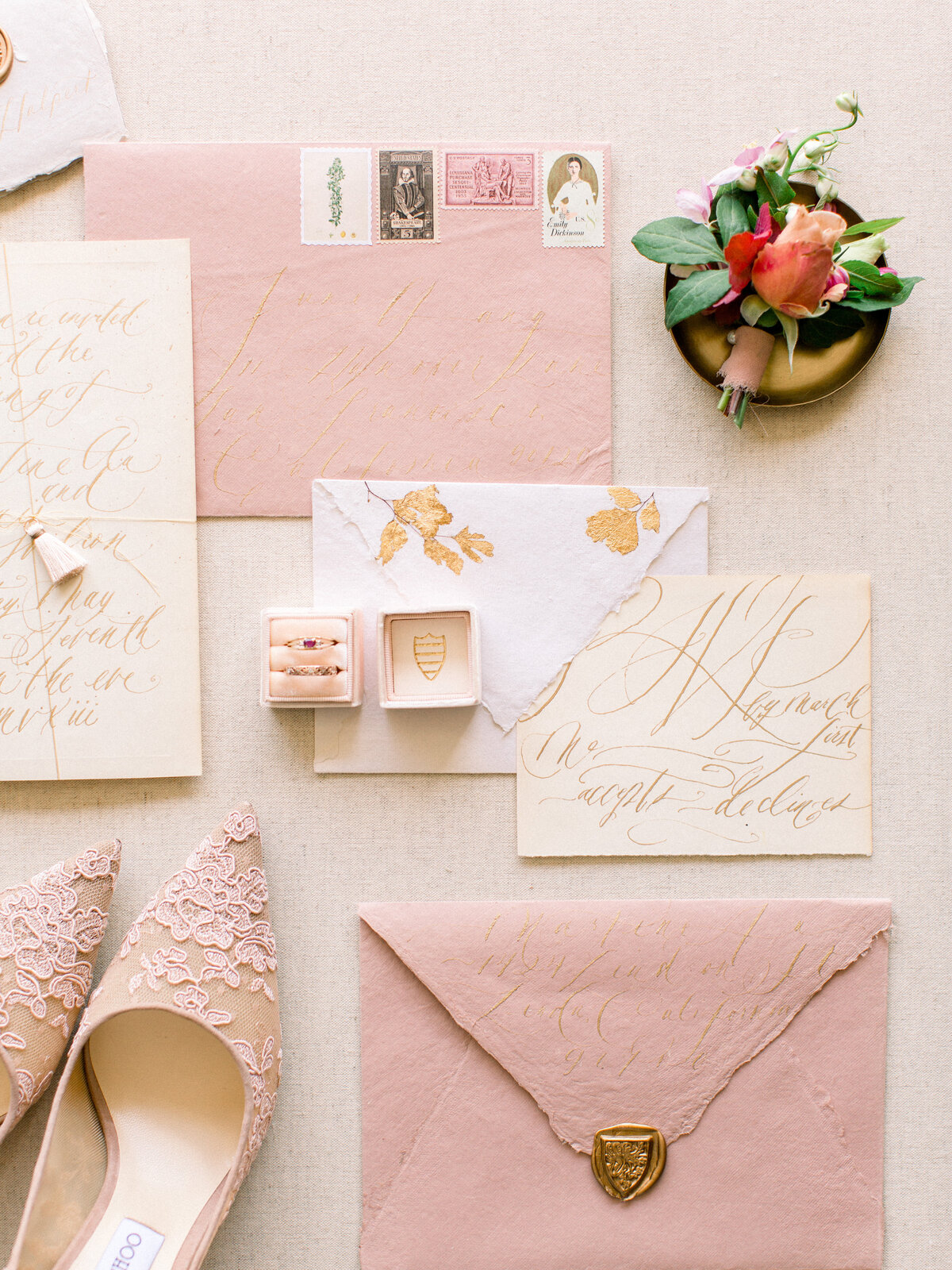 blush wedding shoes, paper styling, studio fleurette, spring boutonniere, mn wedding florist