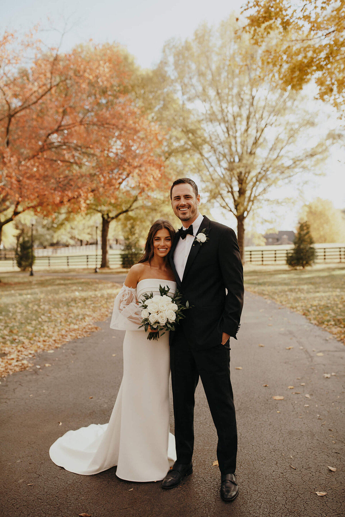 Anne Barge wedding dress and classic tuxedo