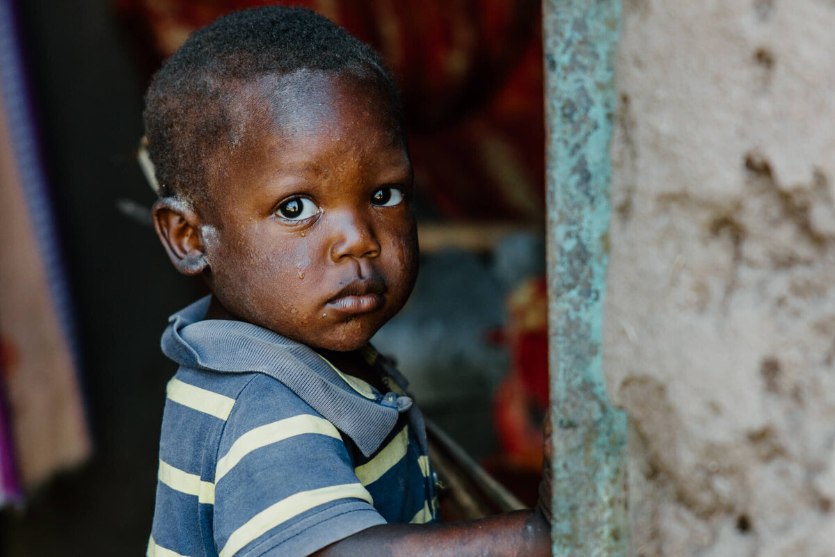 Sweet face of a young boy in Kenya Africa