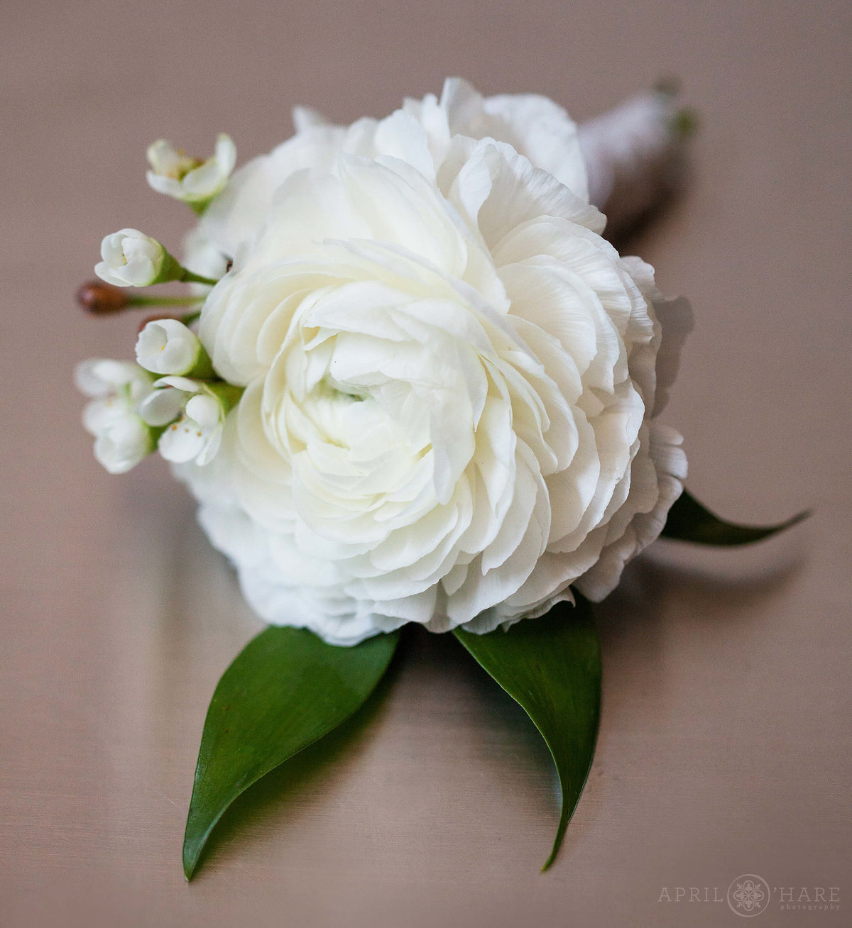 Pretty White Boutonniere from Crawford Hotel Union Station Denver CO