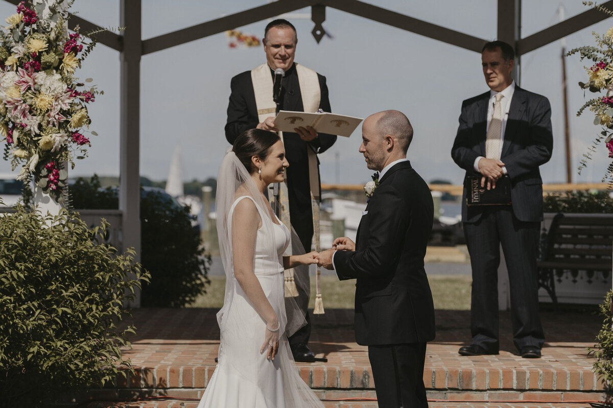 Closeup of exchange of vows