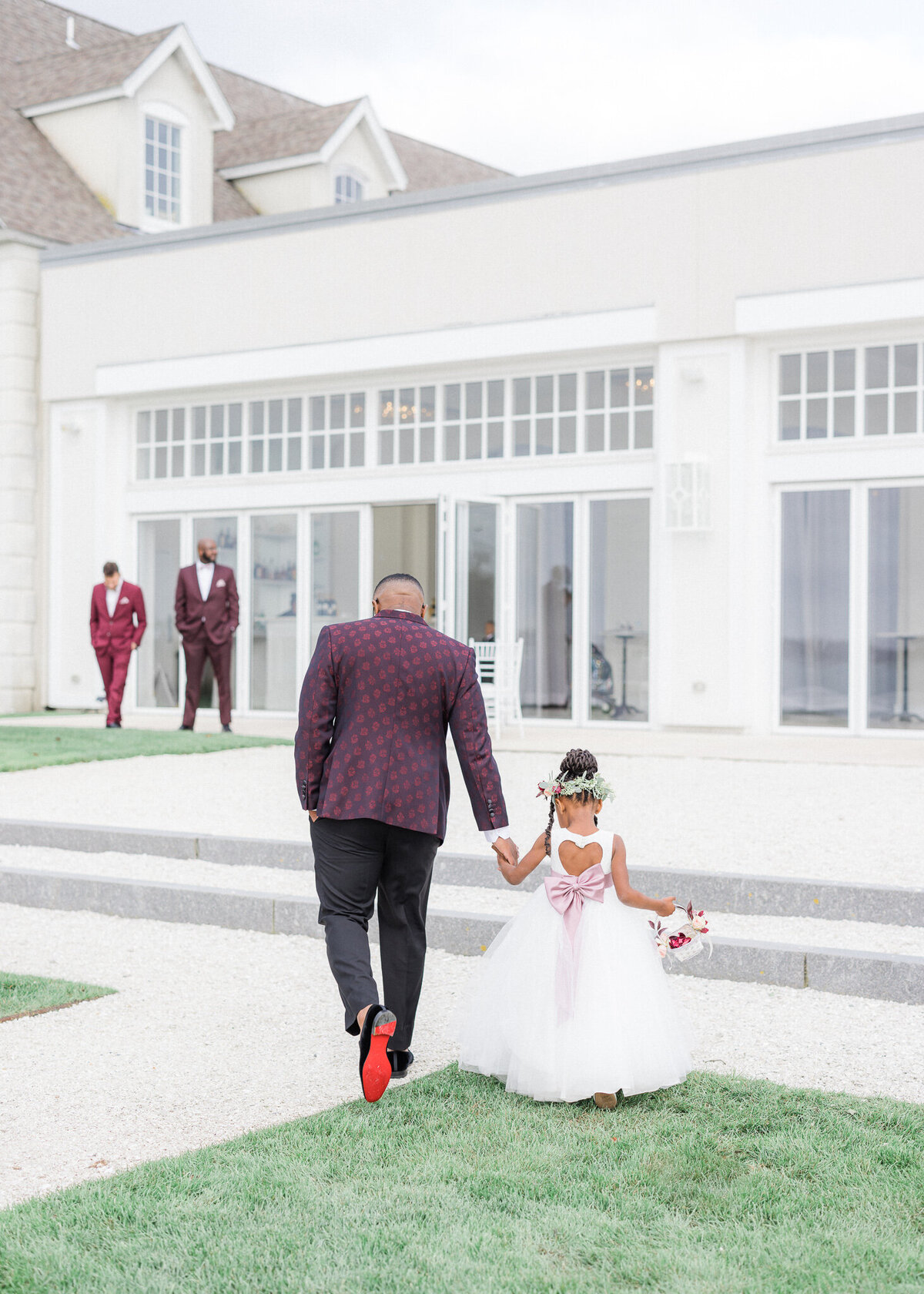 daddy and daughter flower girl belle mer with red bottom shoes