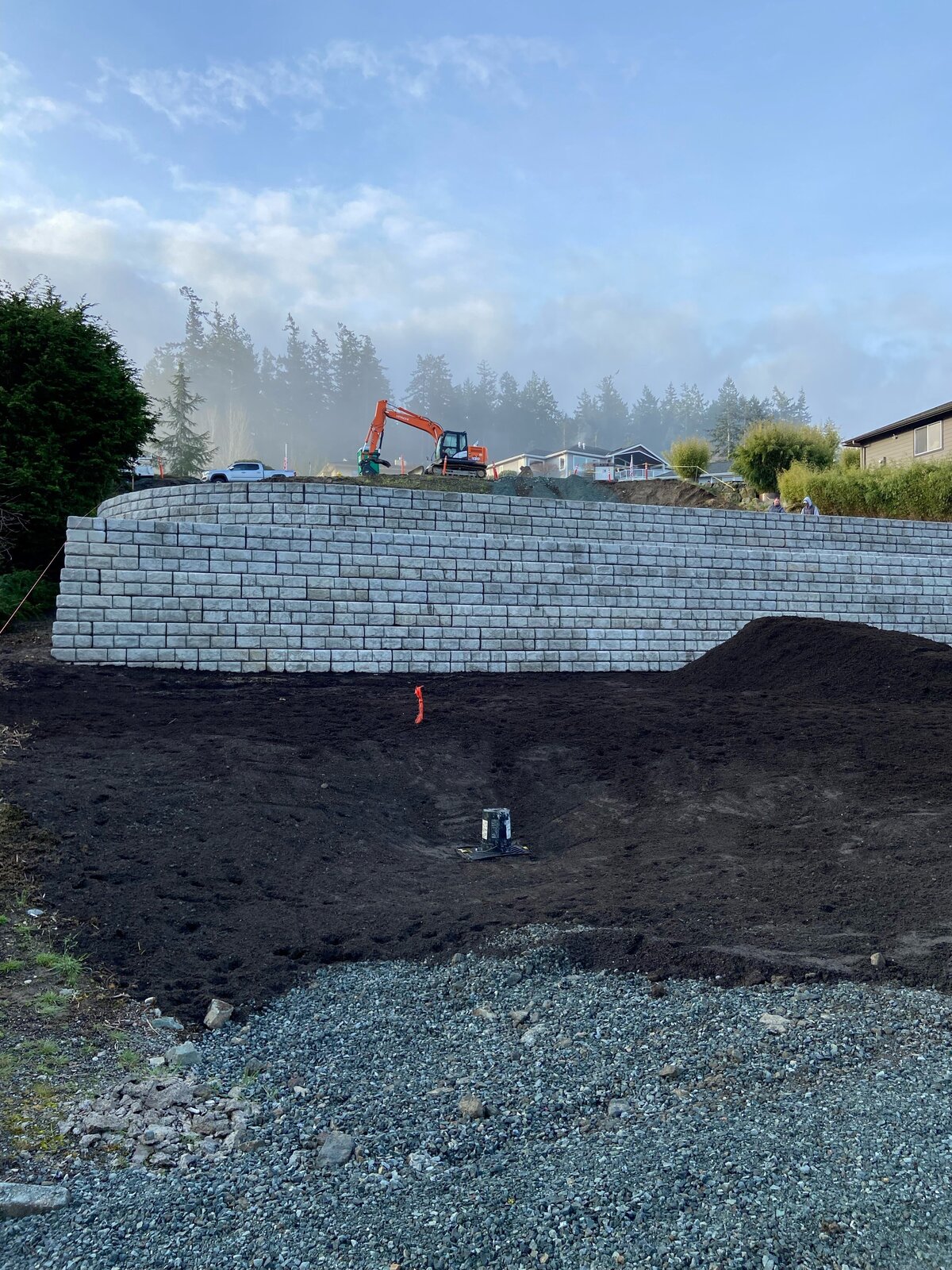 retaining wall under construction