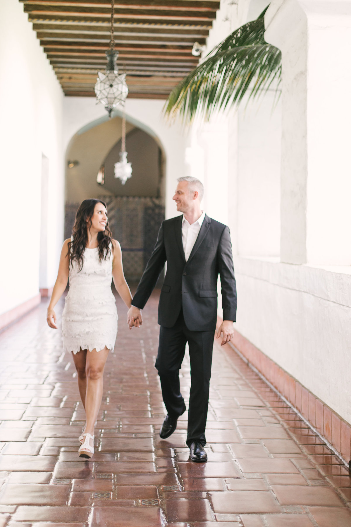 Bride and groom exit after Santa Barbara Courthouse Wedding