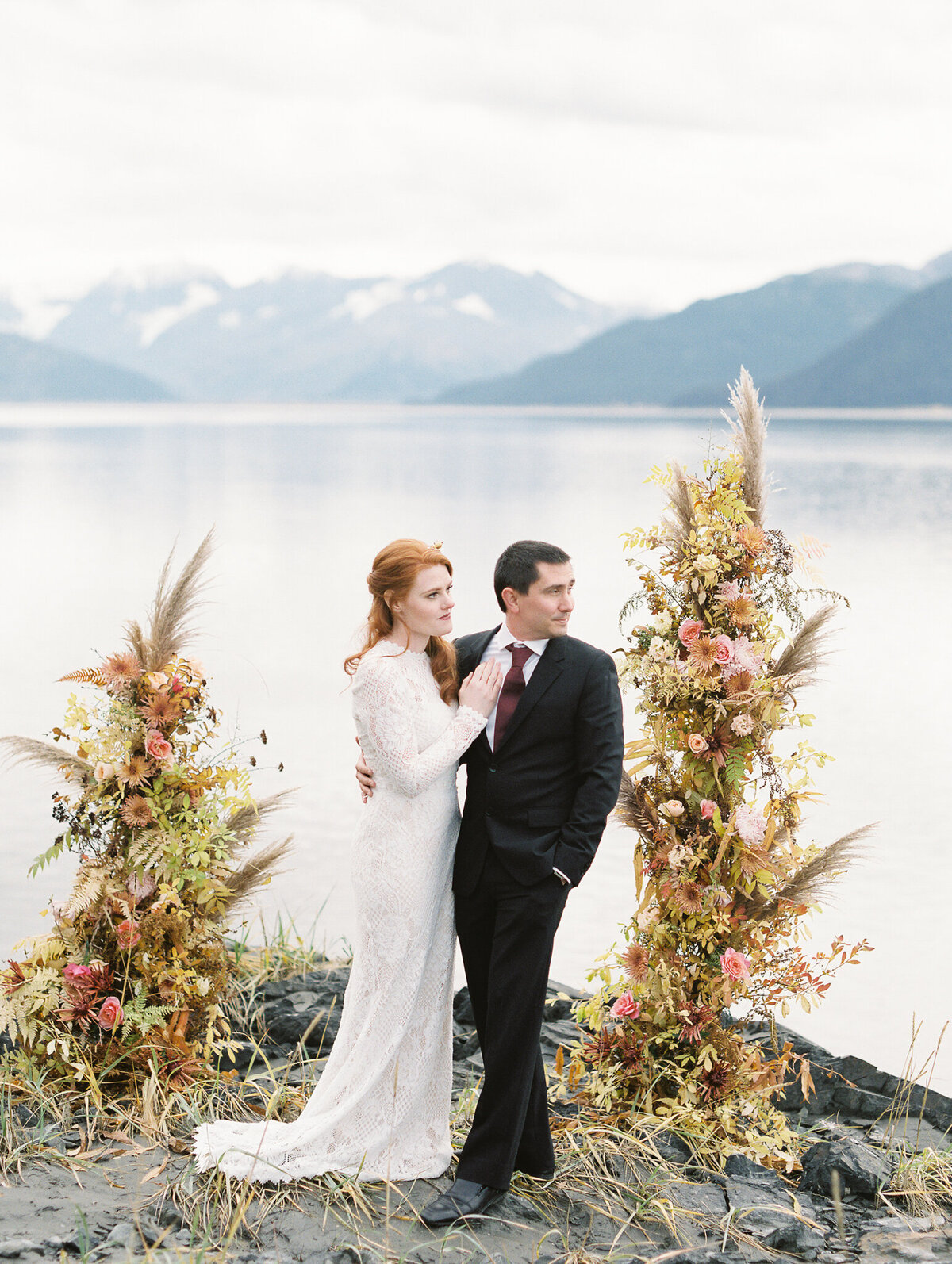 Alaska fall wedding Seward Highway