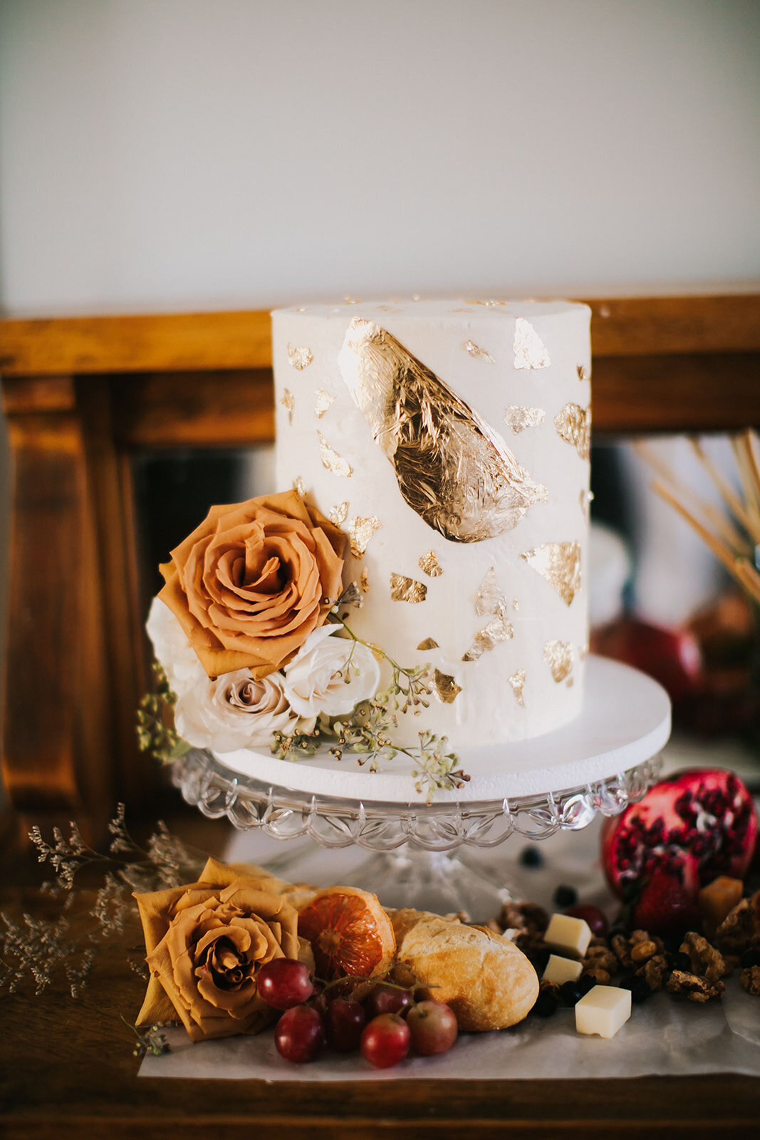 Gold flake wedding cake