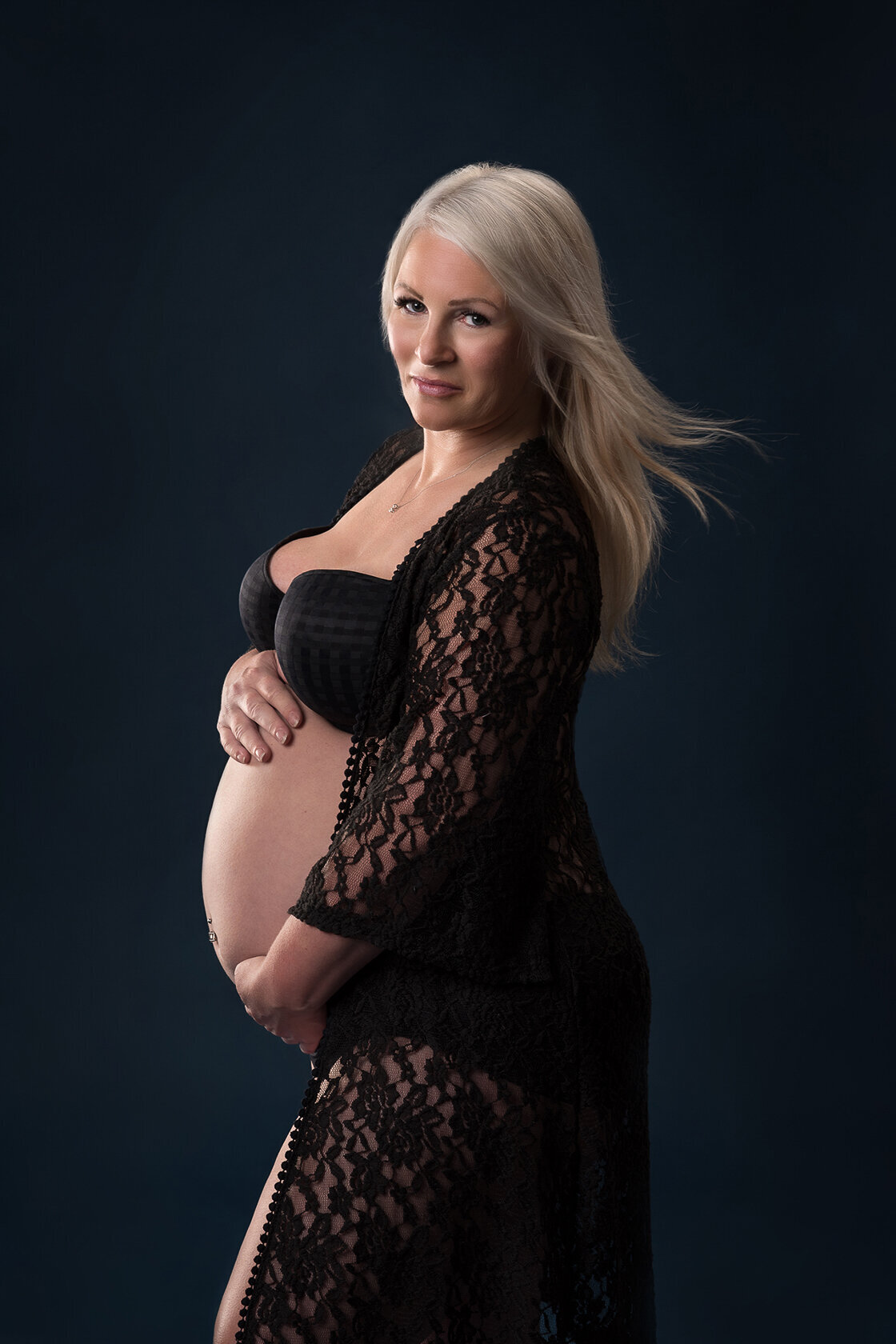 Maternity photo in Black Lace  by Houston Photographer
