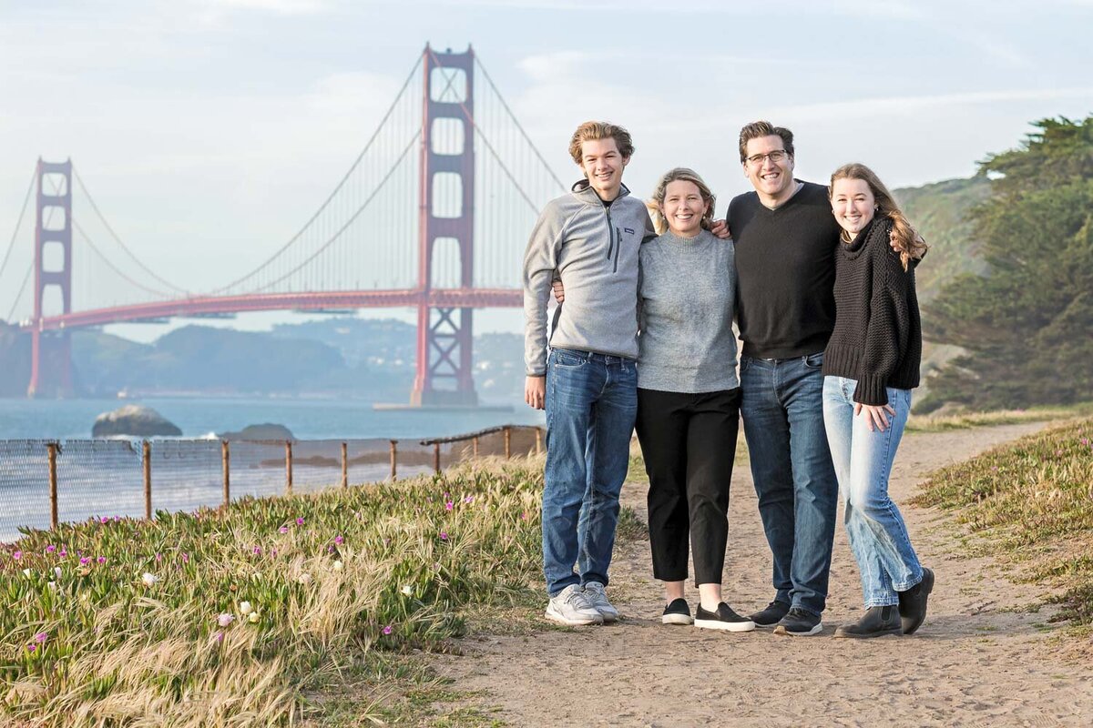 family with teens and golden gate