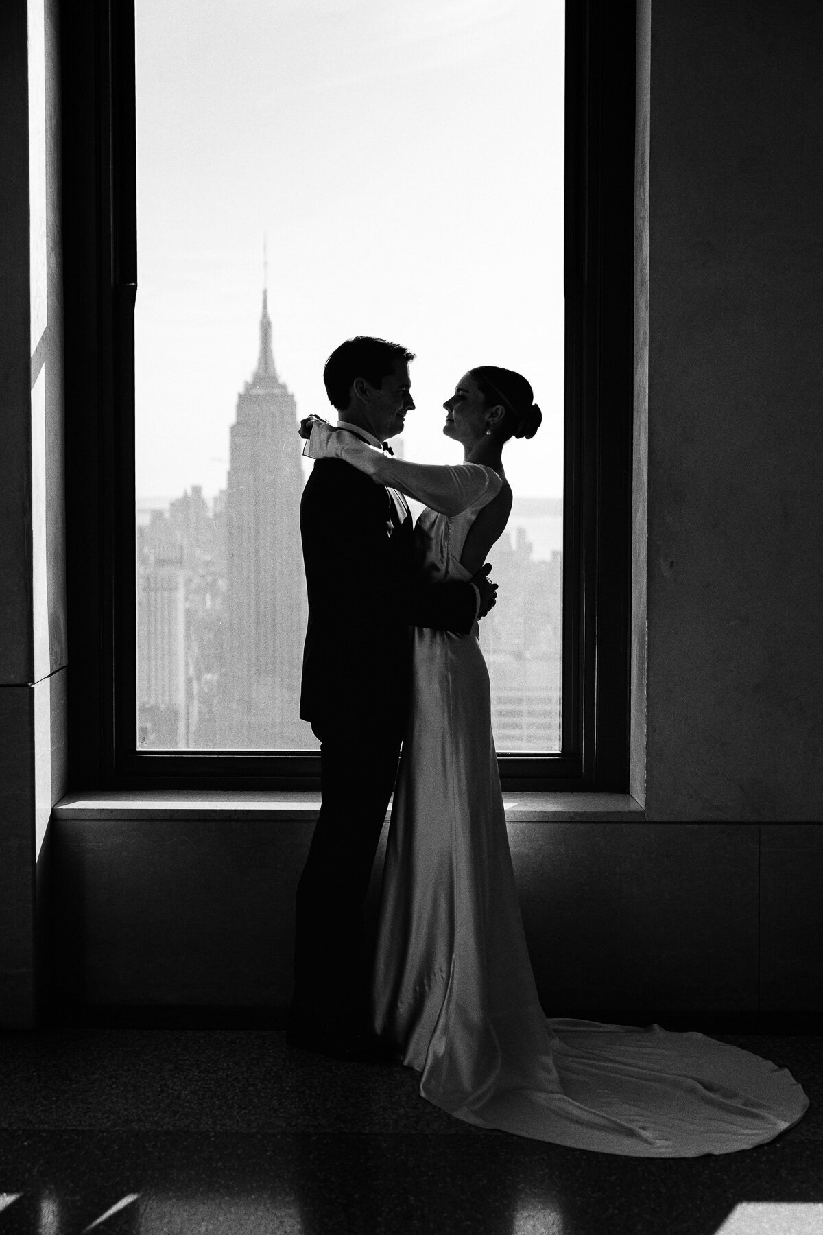 Silhouetted couple at Top of the Rock