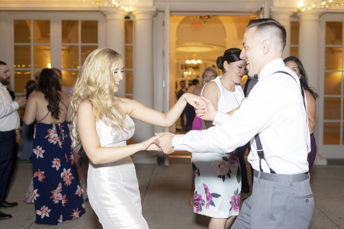 bride and groom dancing during reception - Wadsworth Mansion wedding photographer Rachel Girouard