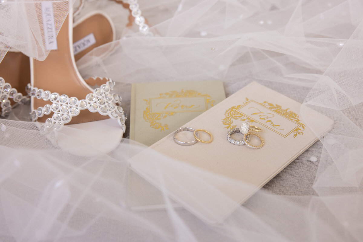 Wedding day details, shoes rings