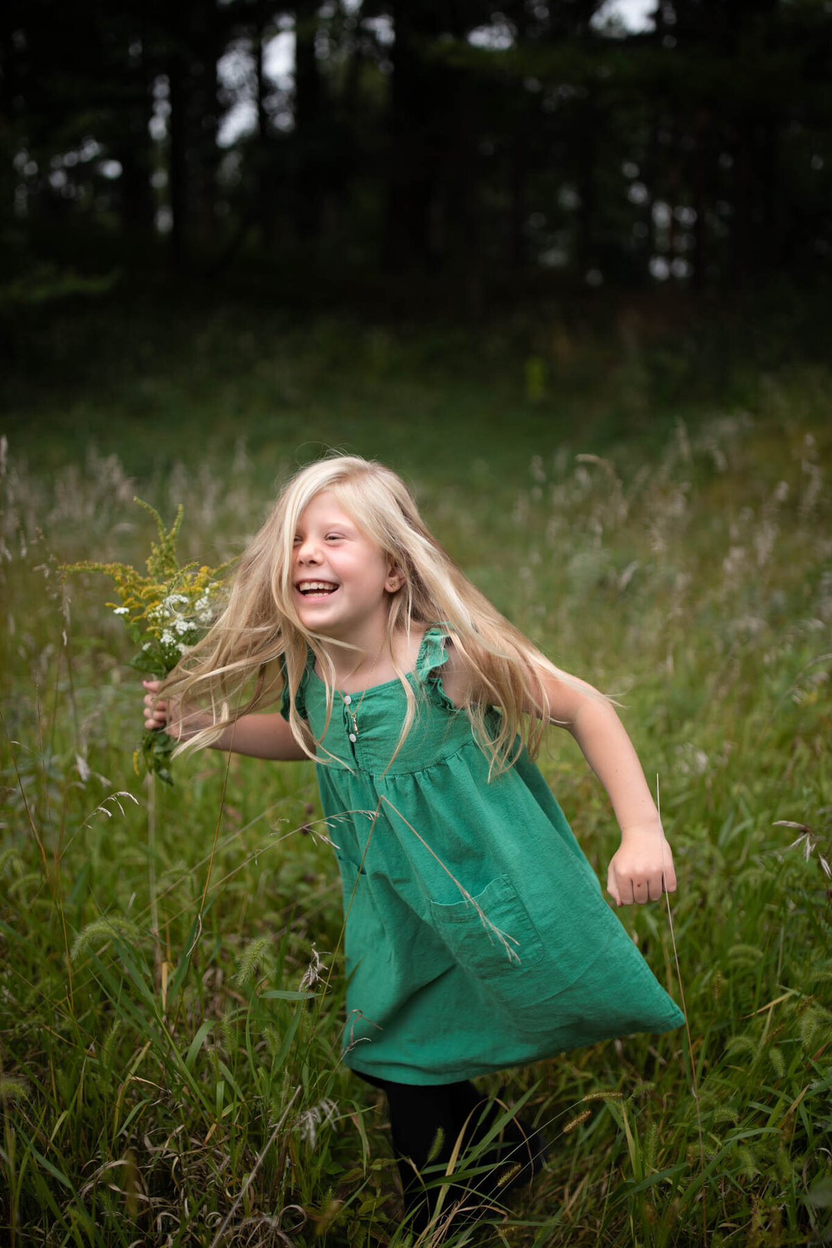 girl in green dress with flowers-2203