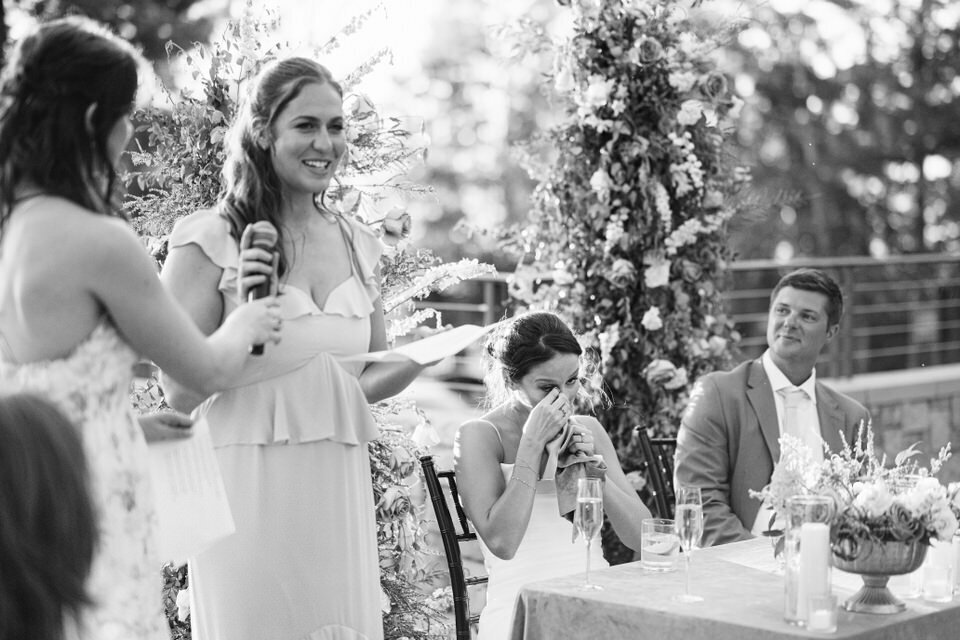 Wedding toast in outdoor setting