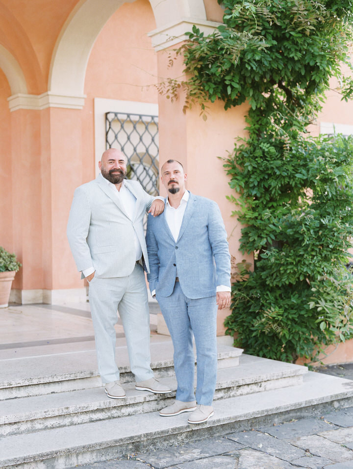 two grooms at their rome destination wedding