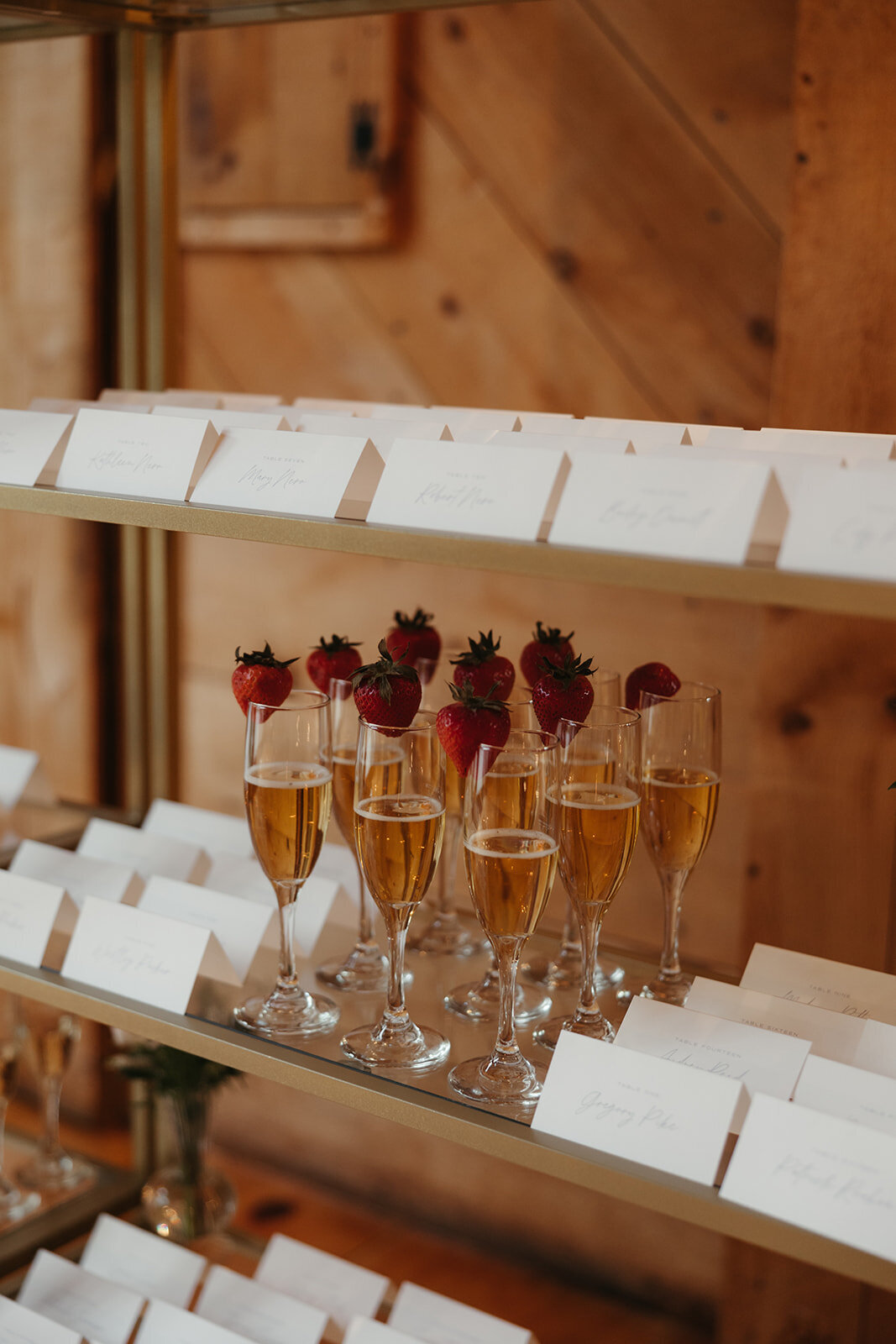 Boston Wedding Escort Cards with Champagne flutes