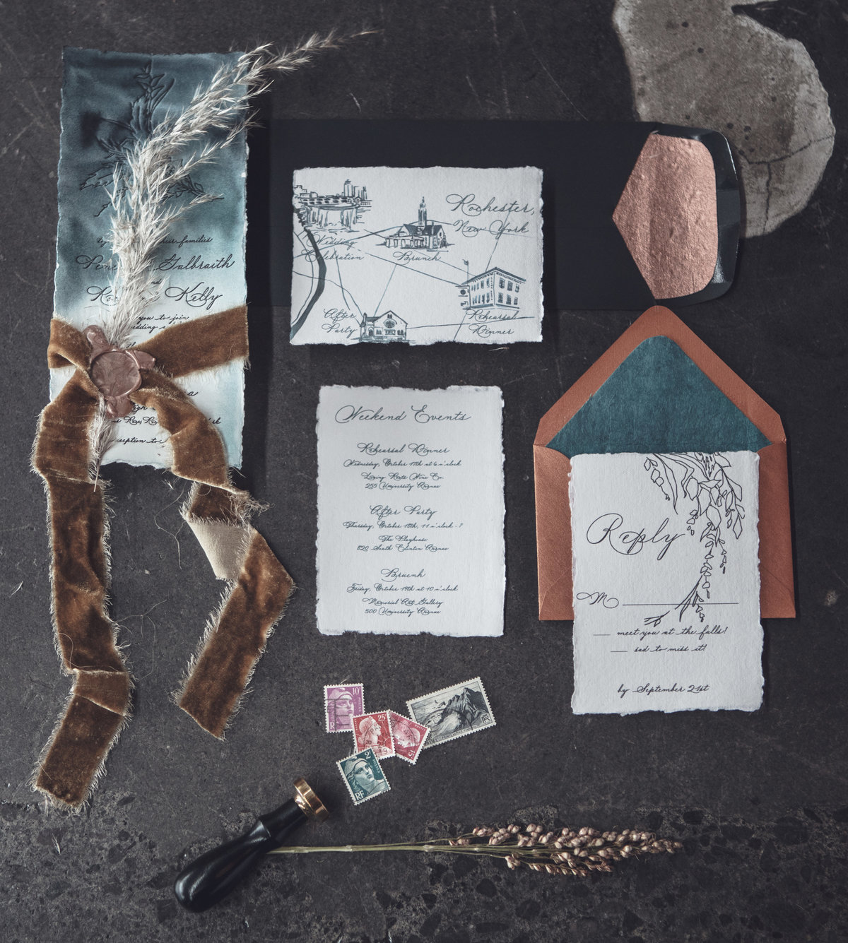 Edgy Wedding Stationery - Fall Wedding Inspiration - Rochester, NY - Verve Event Co