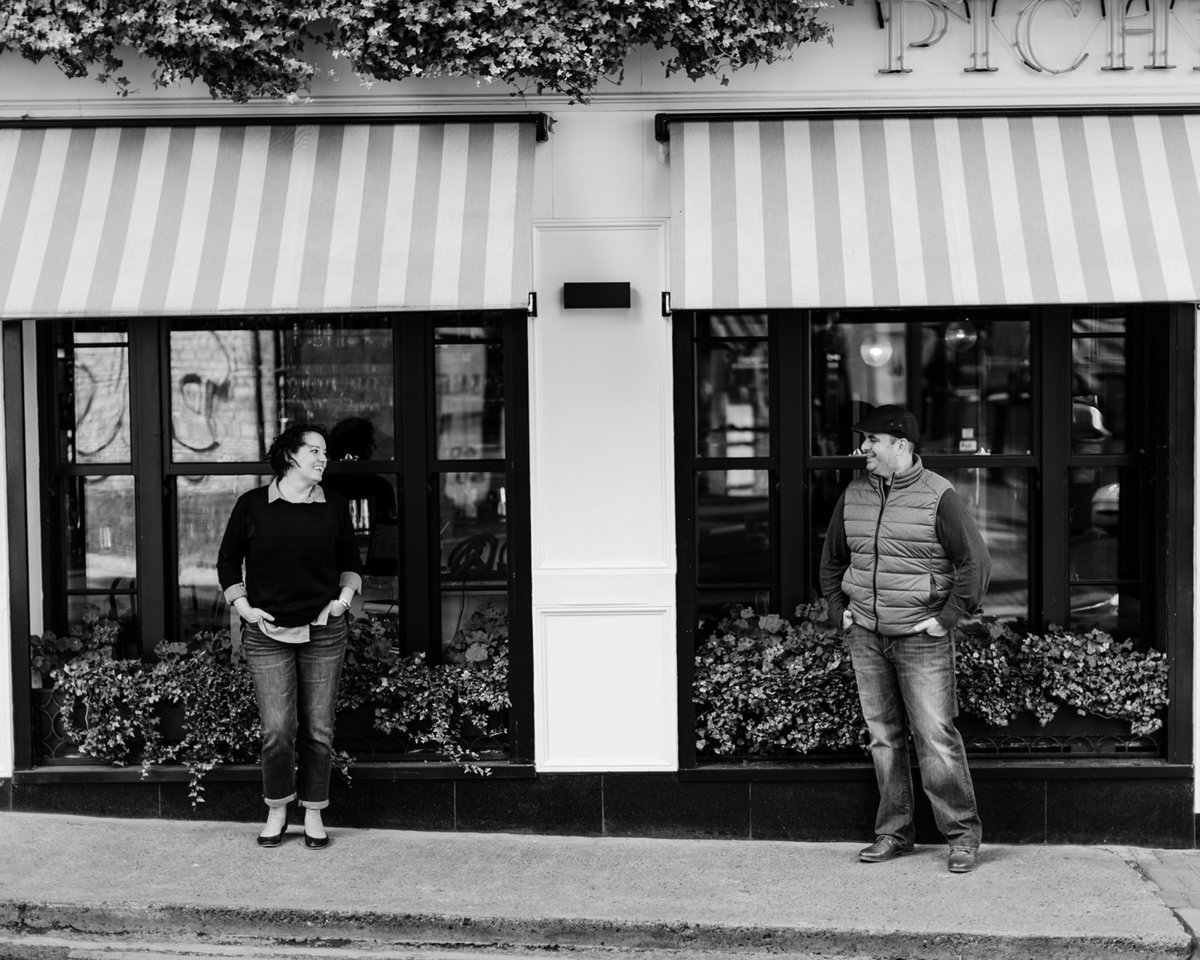 Matt and Teri Mead standing outside a restaurant in Dublin Ireland