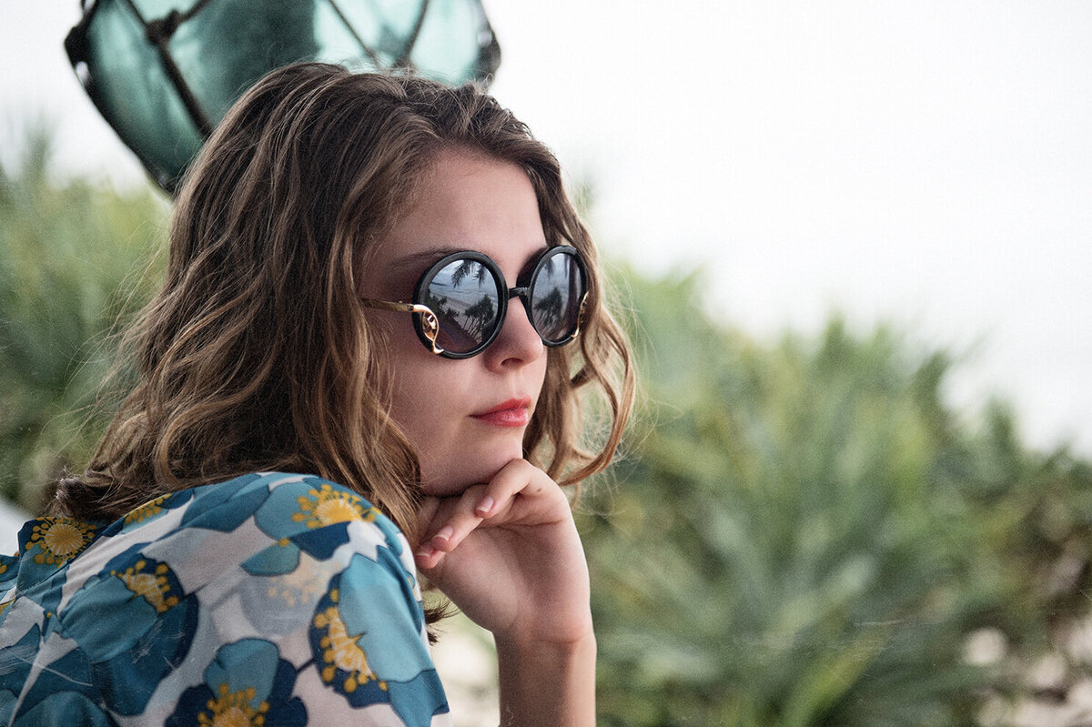 branding photography girl in sunglasses beach Byron Bay