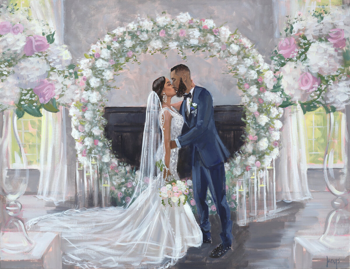 painting of wedding in wilmington