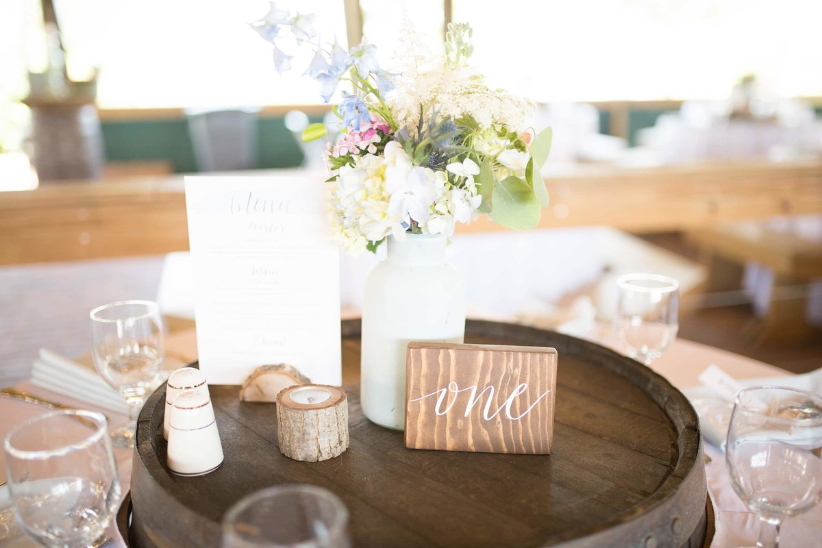 wedding table number calligraphy