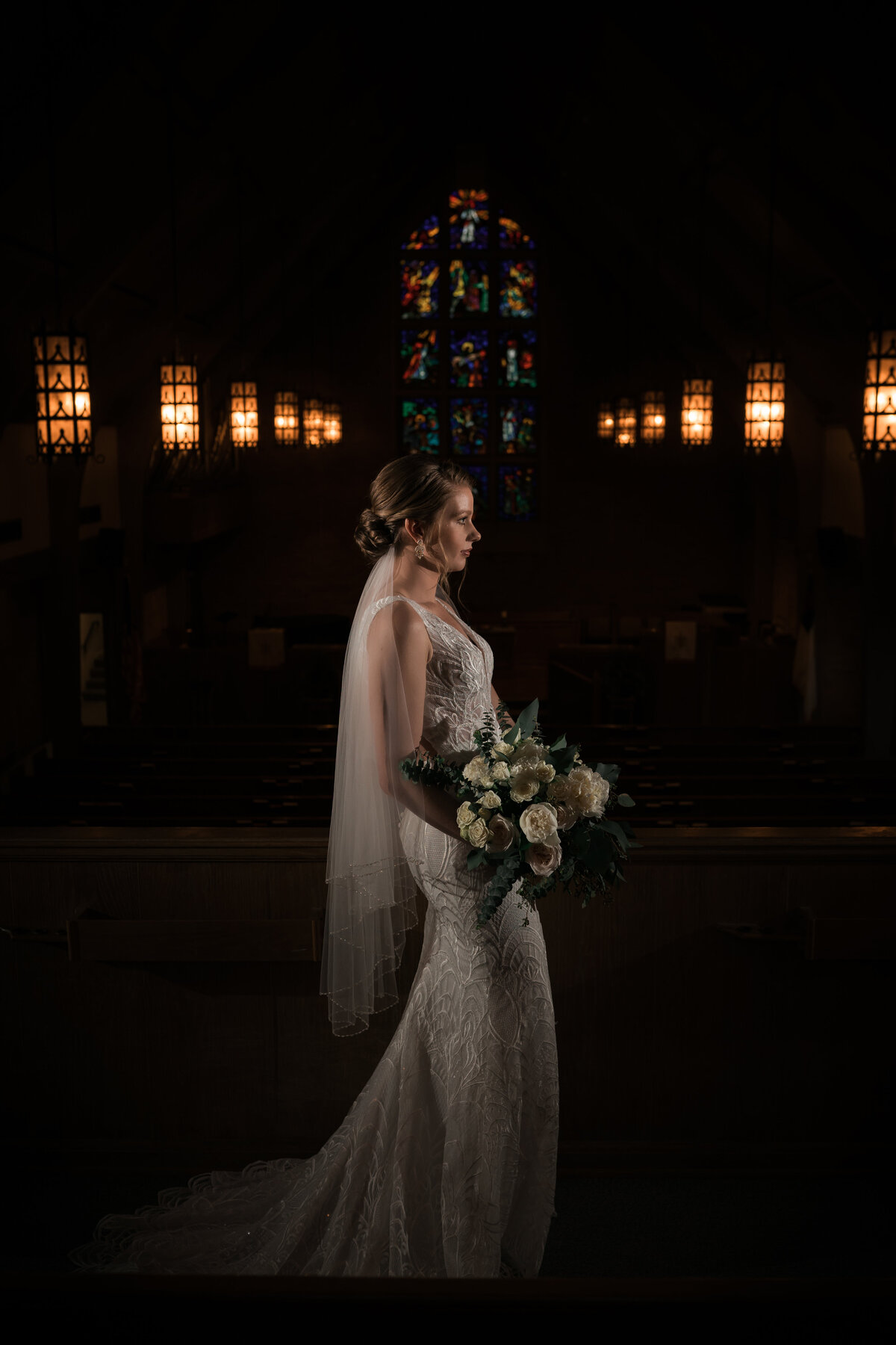 formal church bridal portrait in Knoxville