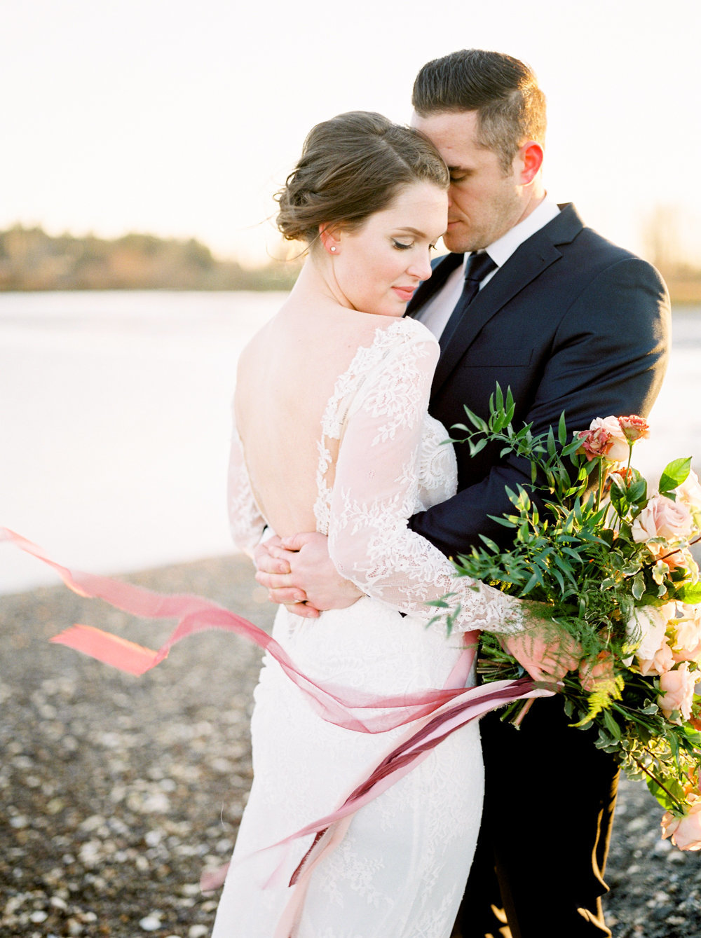 windswept oceanside wedding