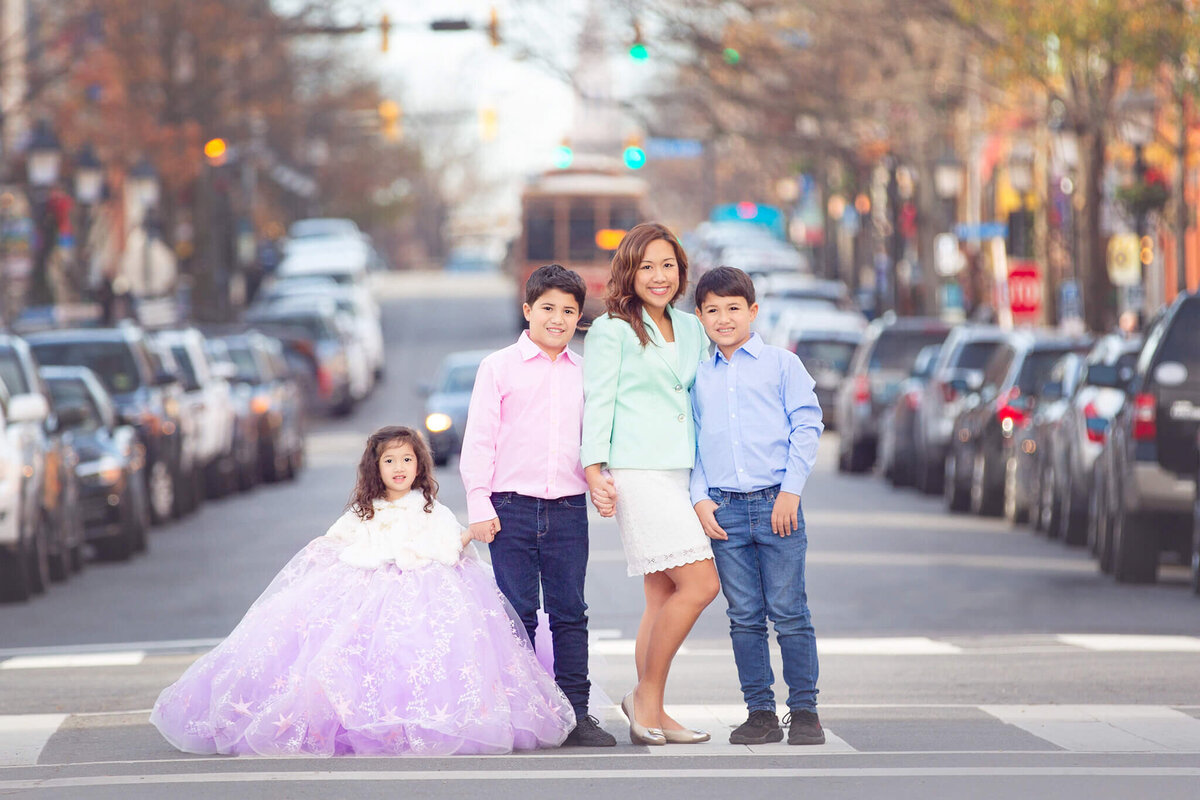 Mom with her two sons and daughter photographed by Fine Art photographer Elsie Rose Photography