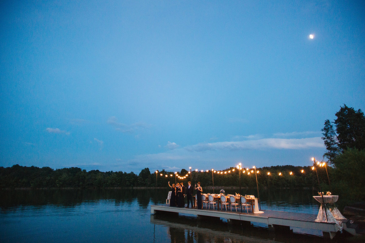 wedding party on dock