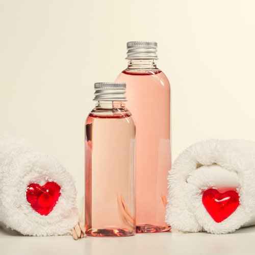 liquid soap bottles with hearts
