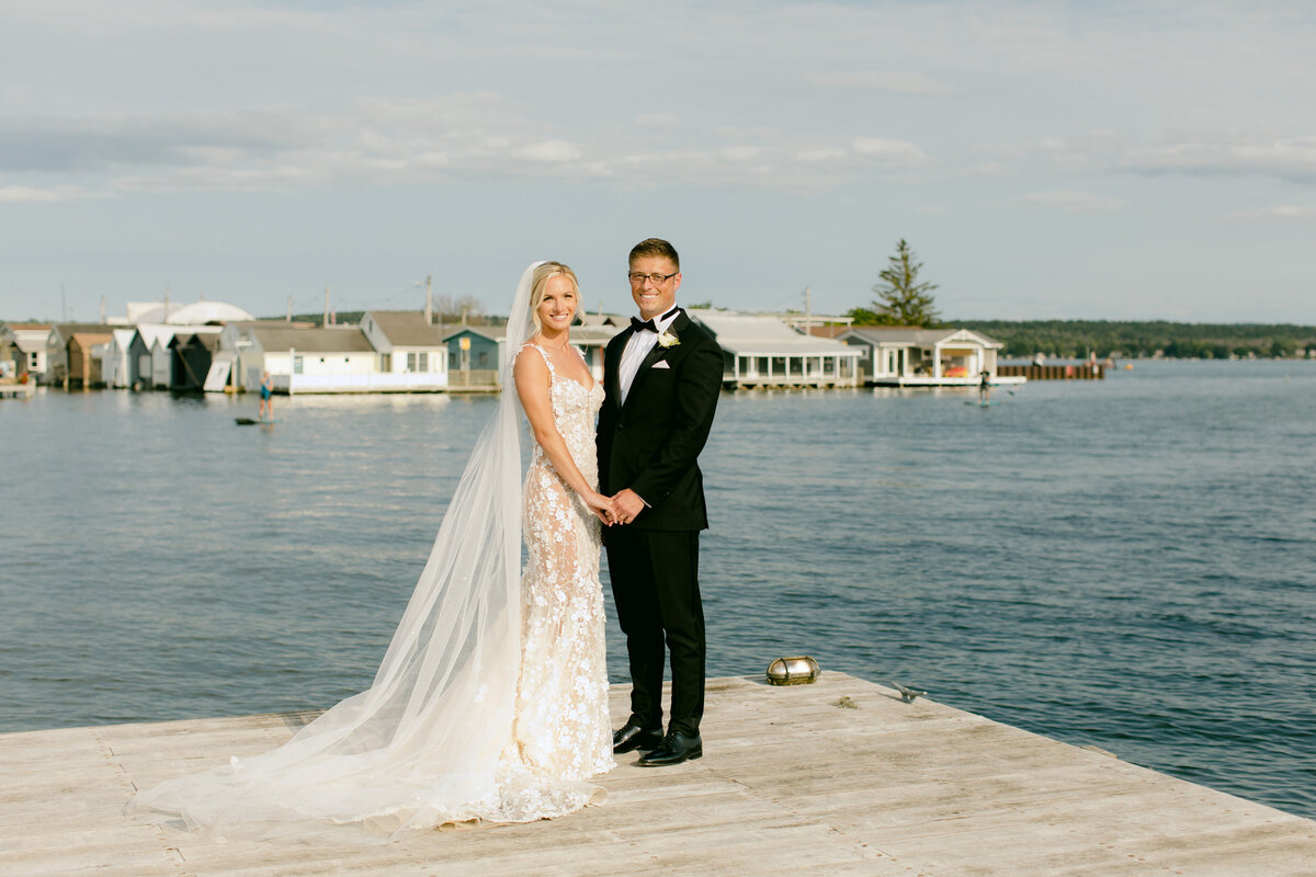 The Lake House on Canandaigua Wedding_Bride and Groom on Dock Sunset Portraits_Verve Event Co (4)