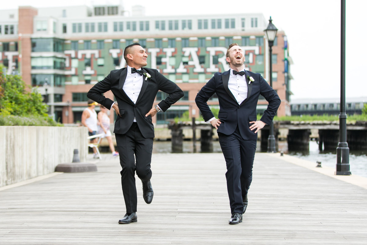 Gay Grooms in Fells Point Baltimore wedding portraits