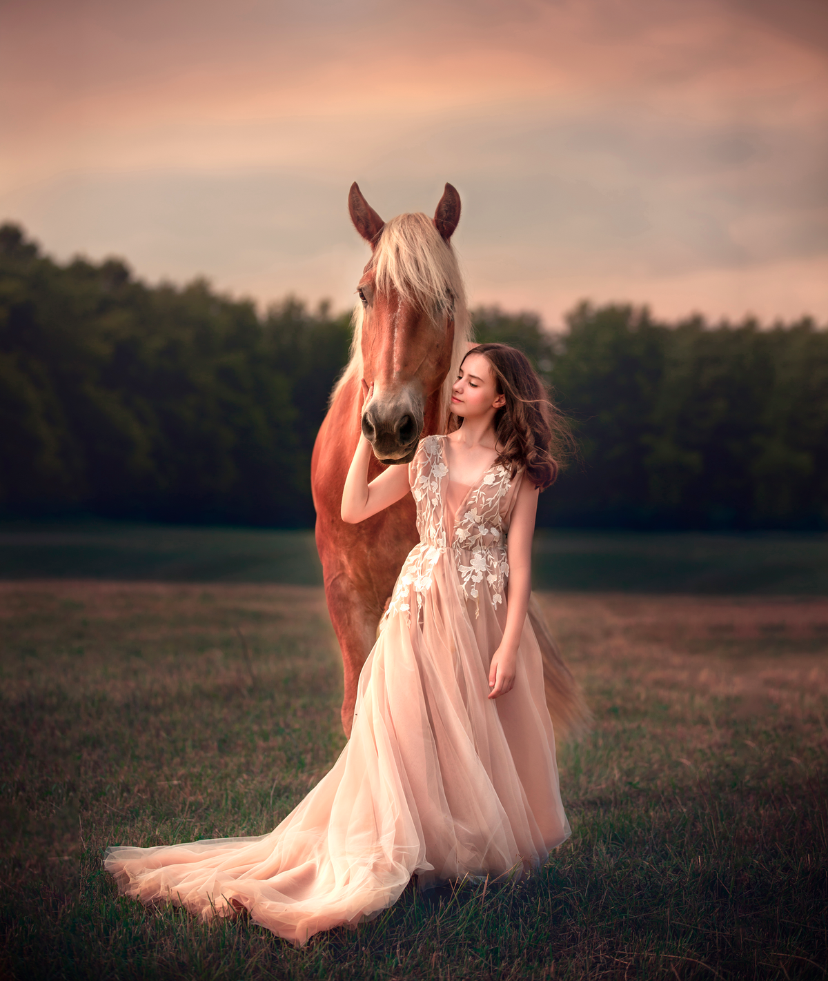 Spring teen  portrait with her horse in Ottawa Ontario.