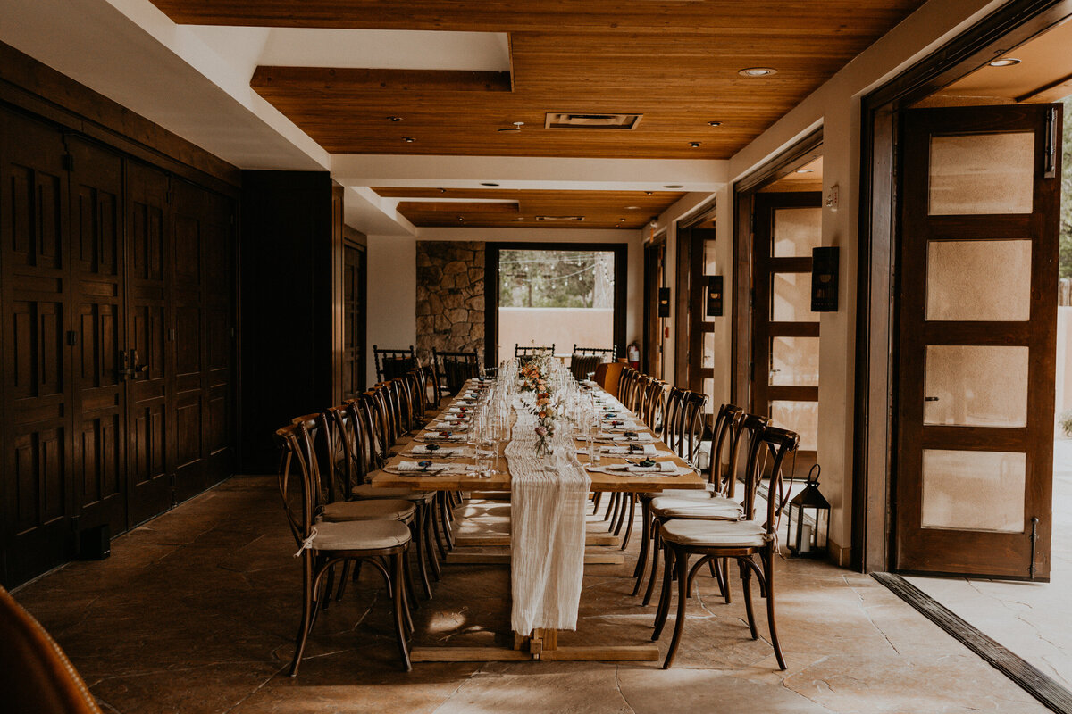wedding reception table setup at Bishop's Lodge in Santa Fe