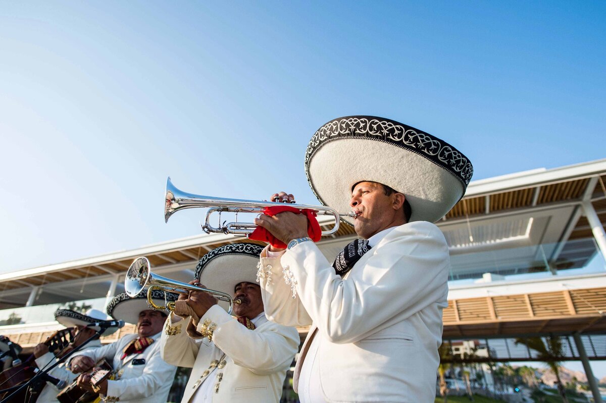 Trumpet playing Mariachi  shot with the Gabi bar at Paradisus in background at corporate sales reward event