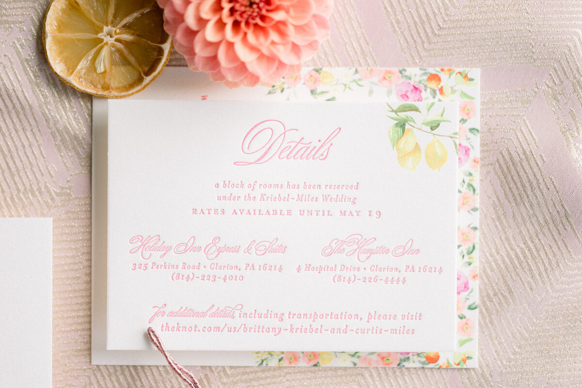 Blush Paper Co Pink and Orange Pittsburgh Wedding Invitations