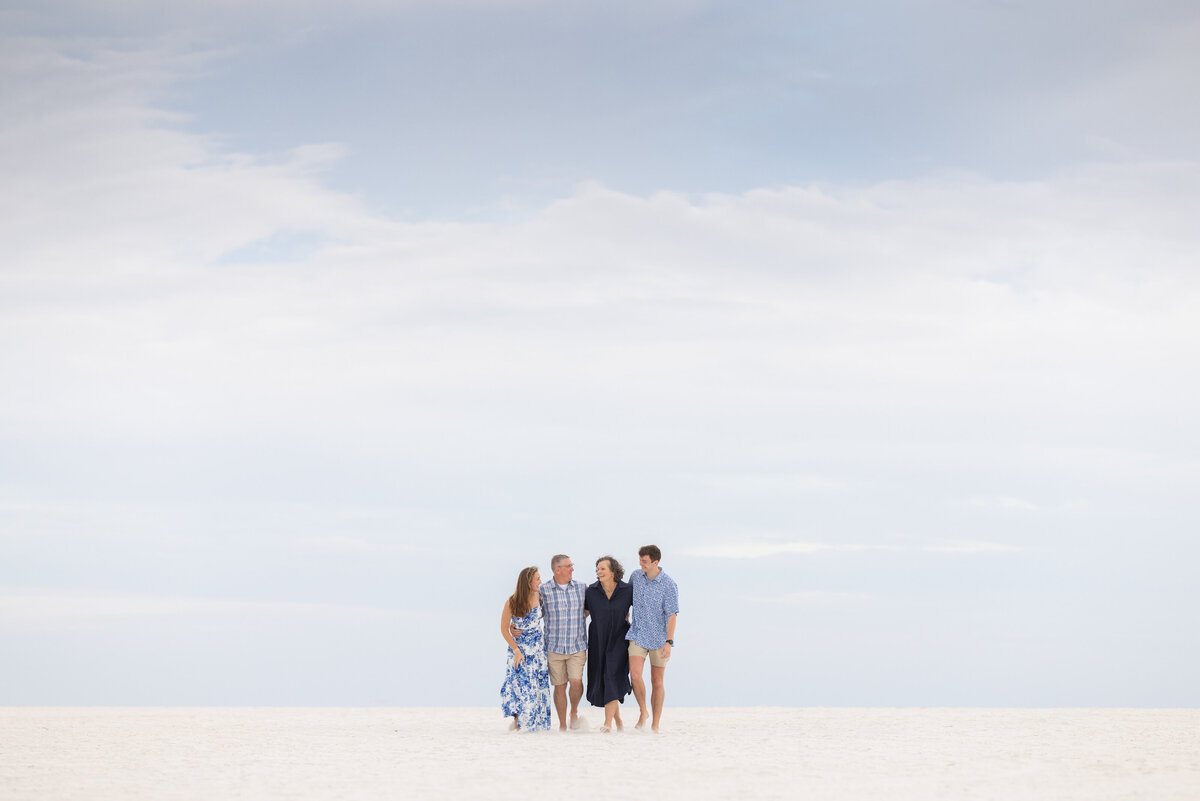 A professional photoshoot of a family in Watersound Beach Florida.