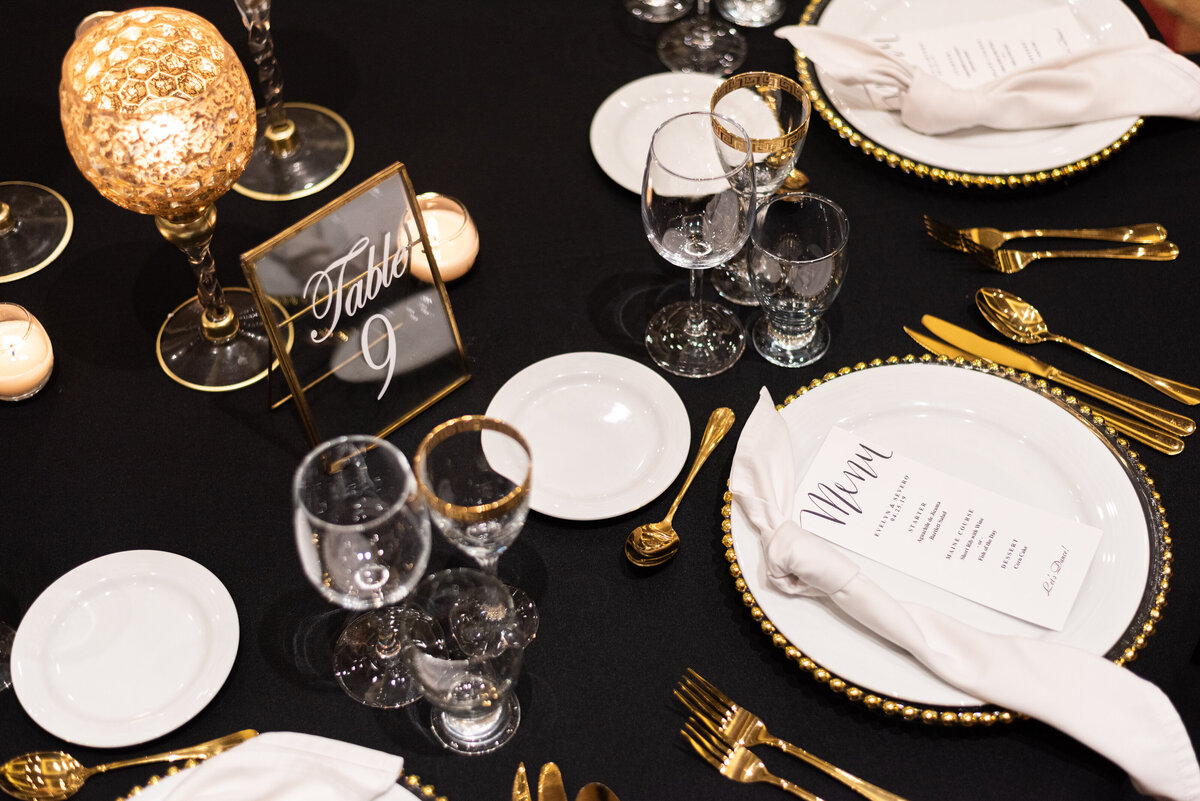 Black and gold Place Setting