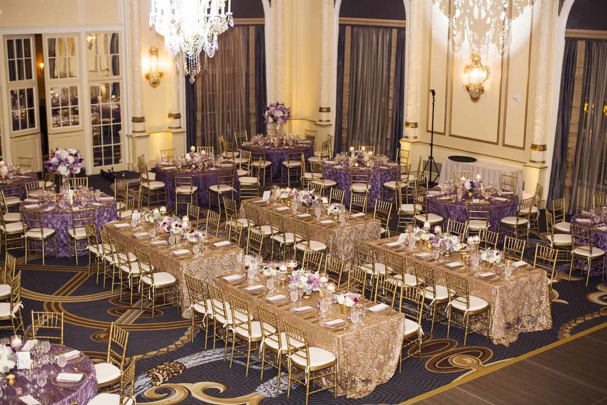 Such a lovely Purple wedding reception at the Fairmont Olympic Hotel in Seattle.