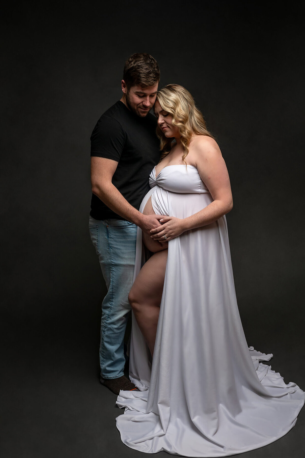 Maternity portrait session done in Jennifer Brandes Photography Studio.