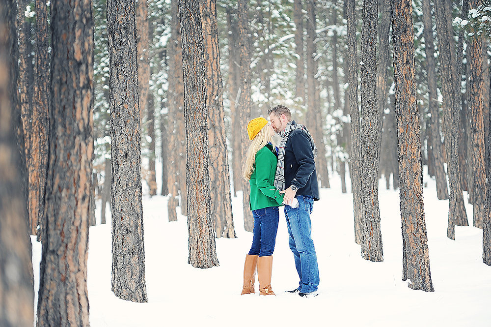 Engagement photos in Winter Forest