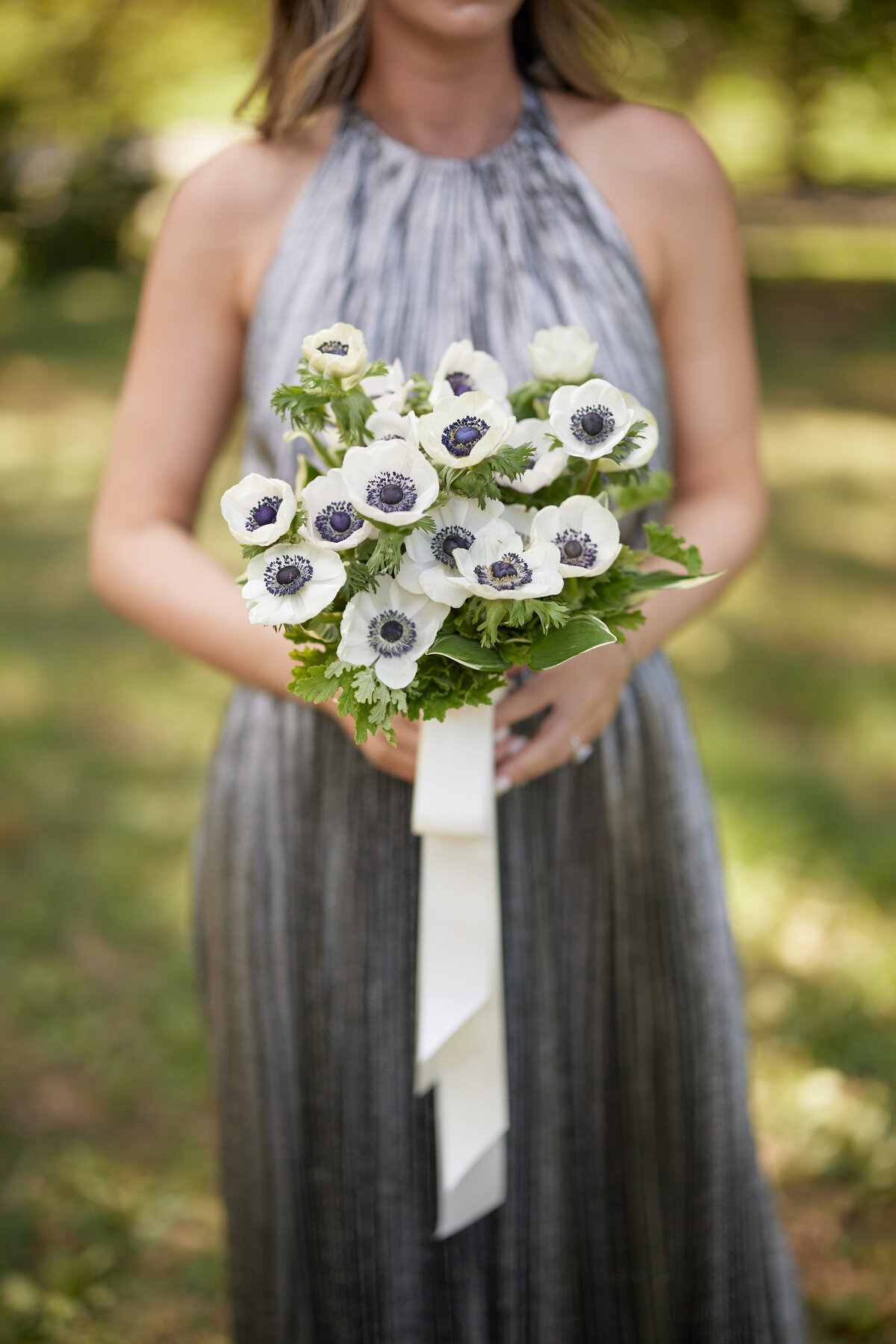 Bridesmaid bouquet silver and white