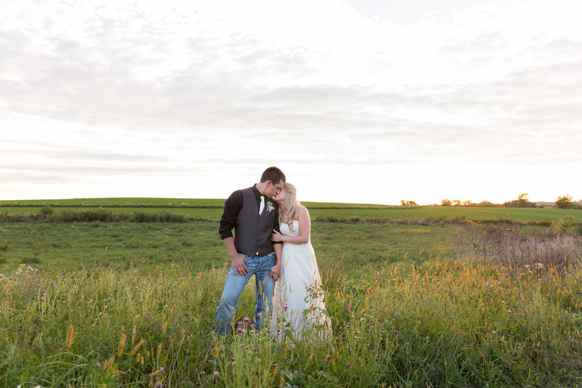 Barns of old glory in st charles wide open field for photographing a bride and groom