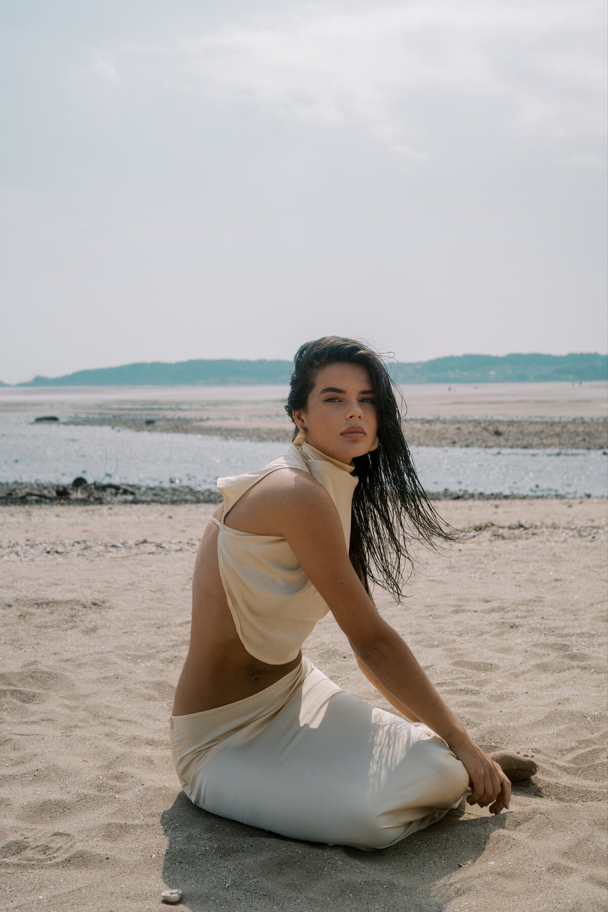 Fashion photoshoot on swansea beach, by fashion photographer stacey clarke