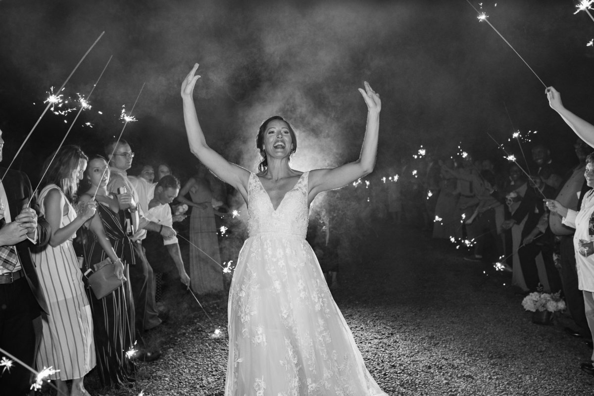 bride happy sparkler exit