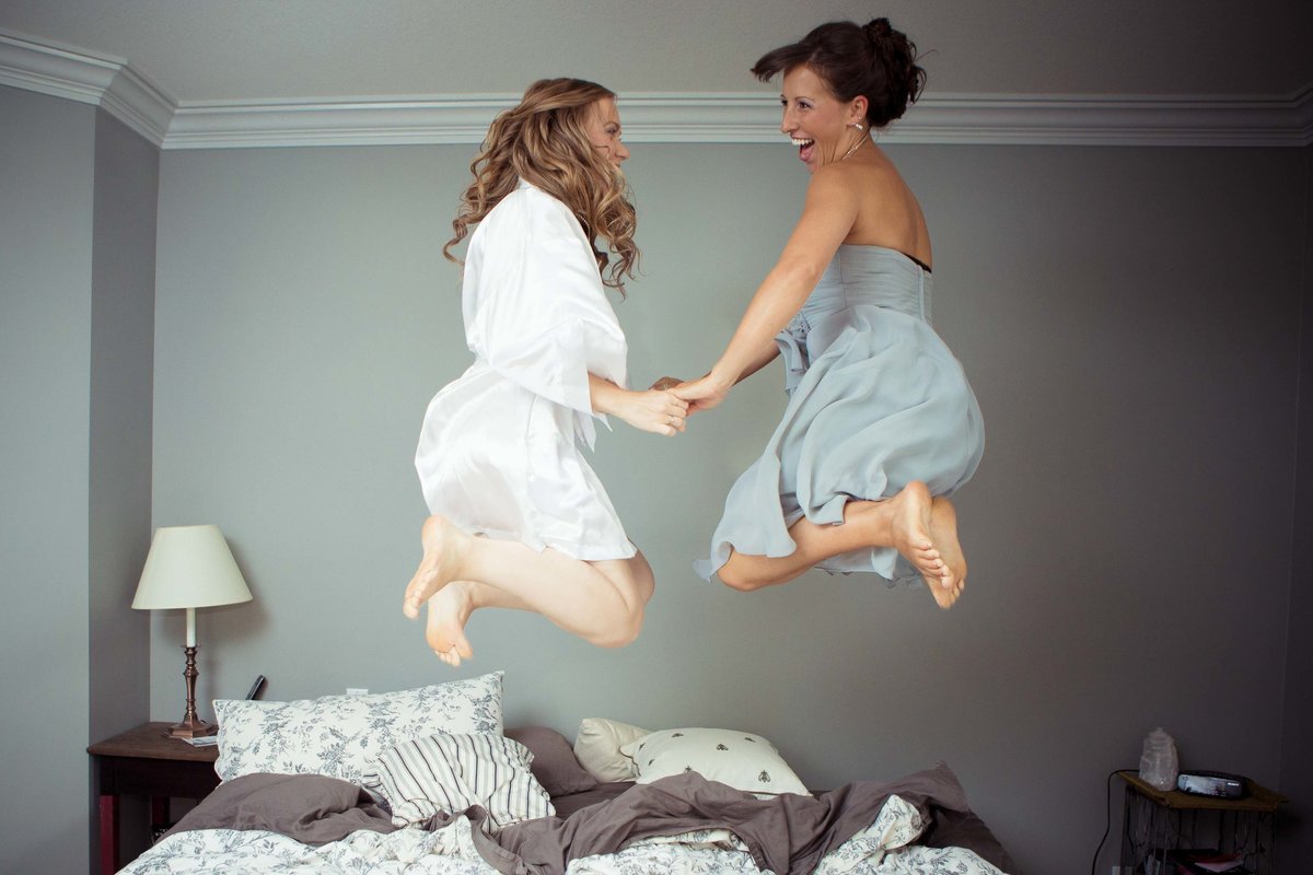 Jumping on Bed Comox Photographer