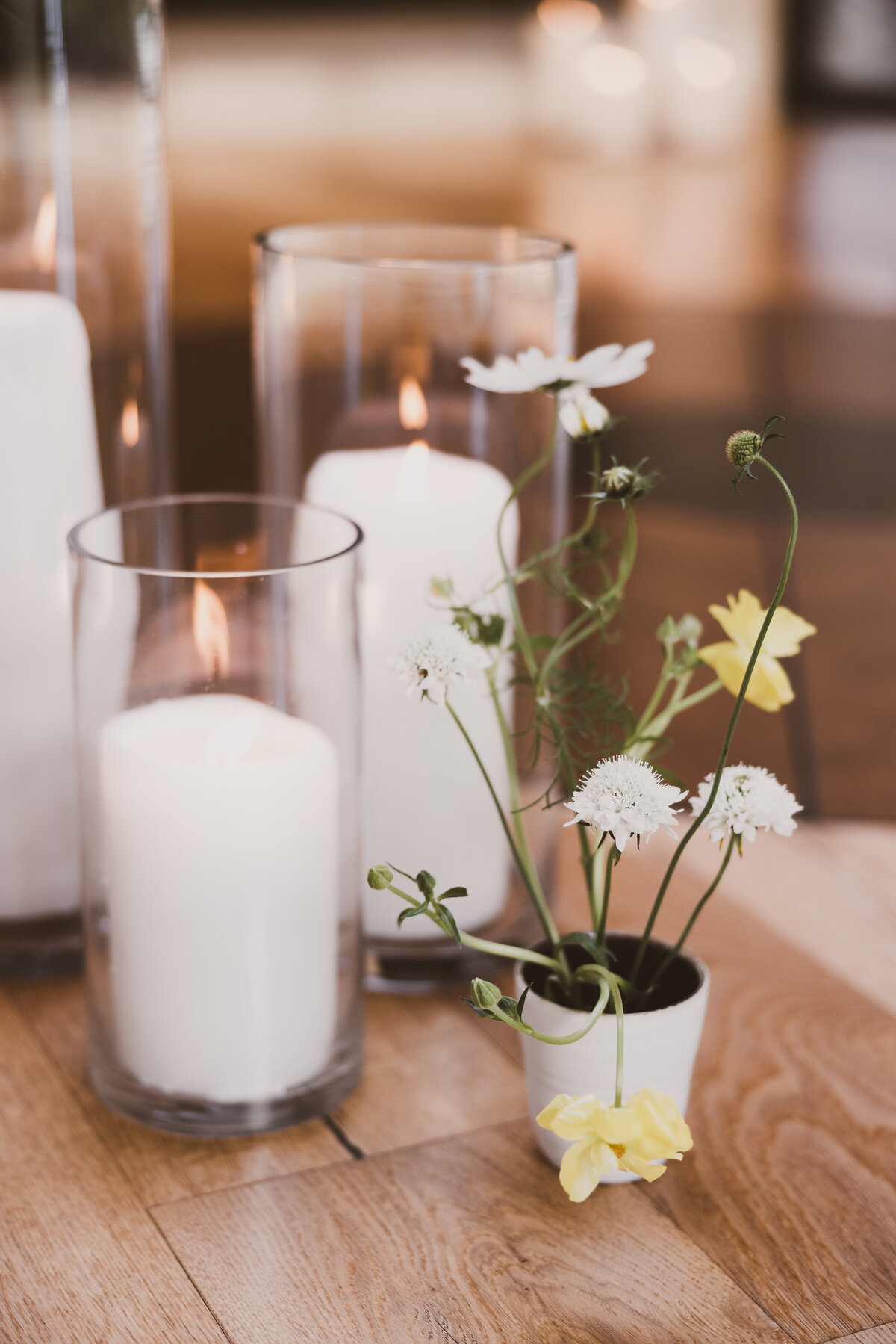 Wedding ceremony aisle candles and floral