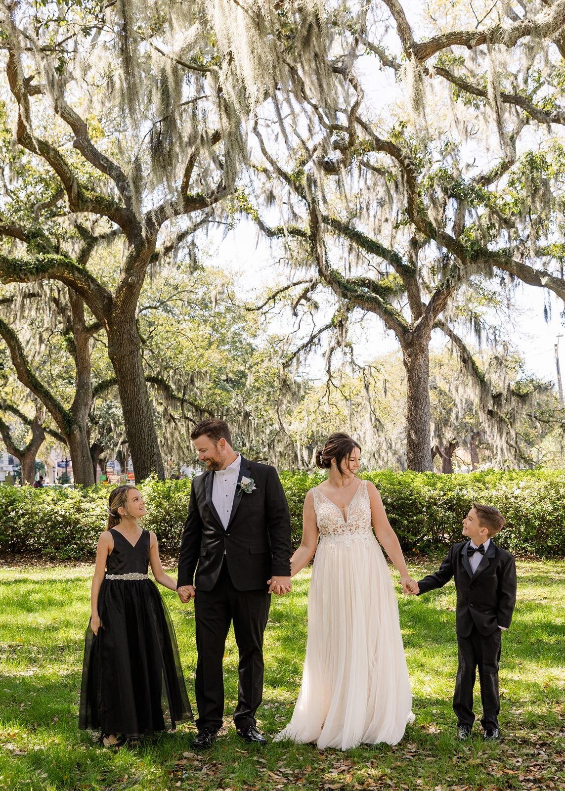 Bride and Groom with Daughter and son Savannah Georgia